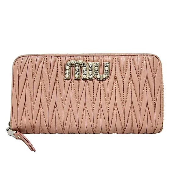 Miu Miu Handbags - miumiu Matelasse - Light Pink Leather Long Wallet 141-043025